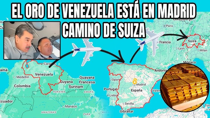 Oro de Venezuela está llegando al aeropuerto de Madrid con destino final en Suiza