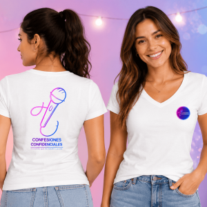 Camiseta oficial Confesiones Confidenciales para mujer (Blanca)