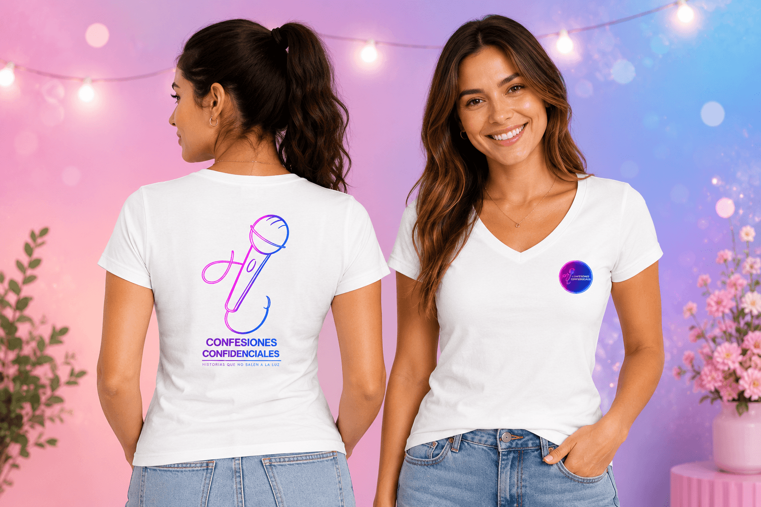 Camiseta oficial Confesiones Confidenciales para mujer (Blanca)