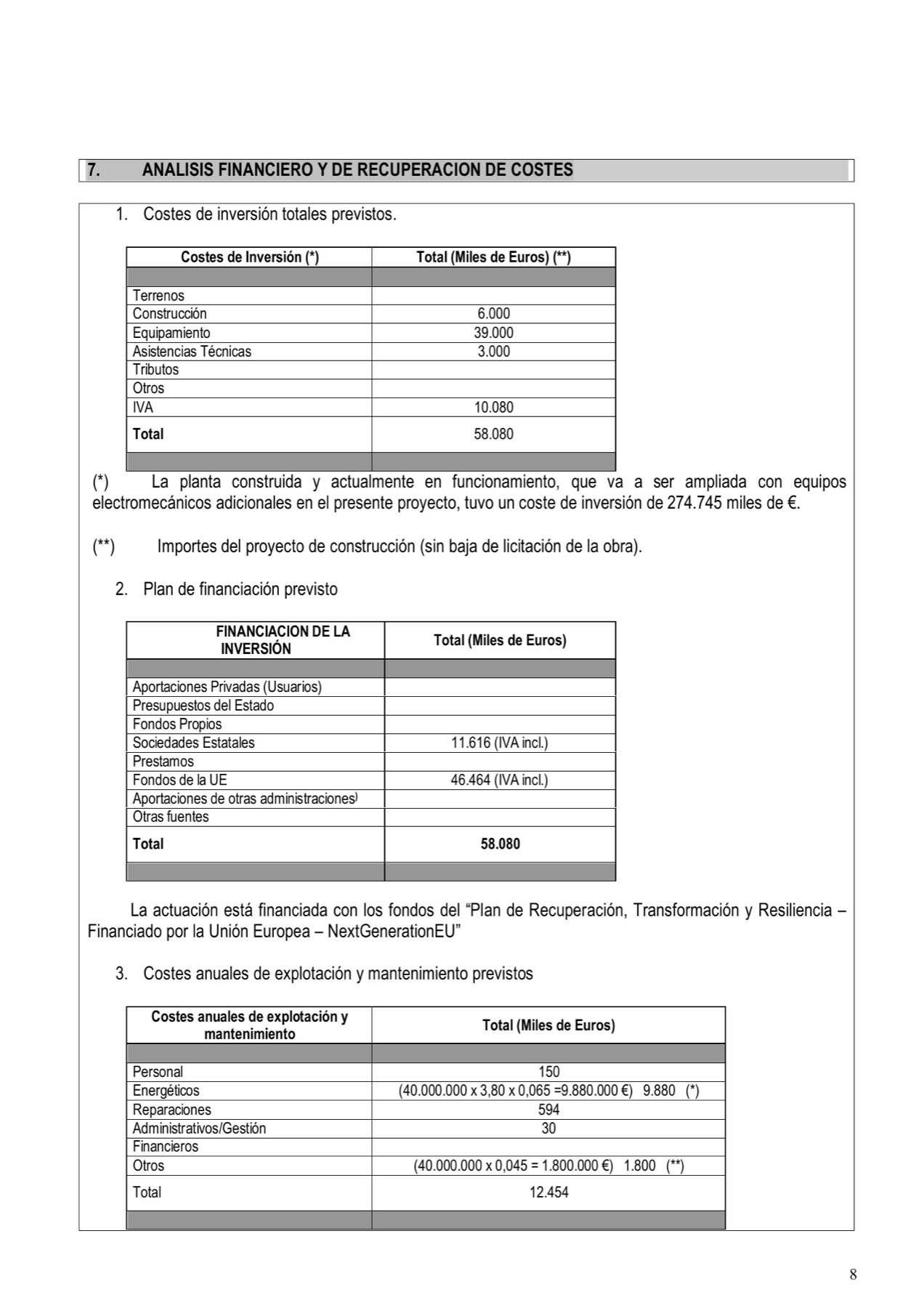 Informe oficial de costes de la ampliación de la desaladora de Torrevieja