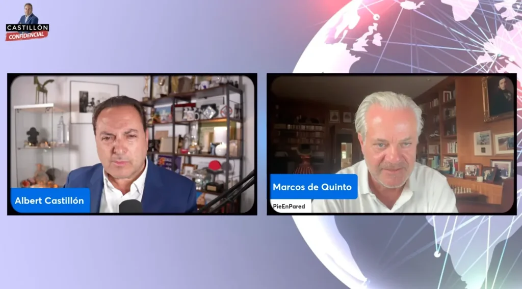 Captura del programa con Albert Castillón y Marcos de Quinto en pantalla partida.