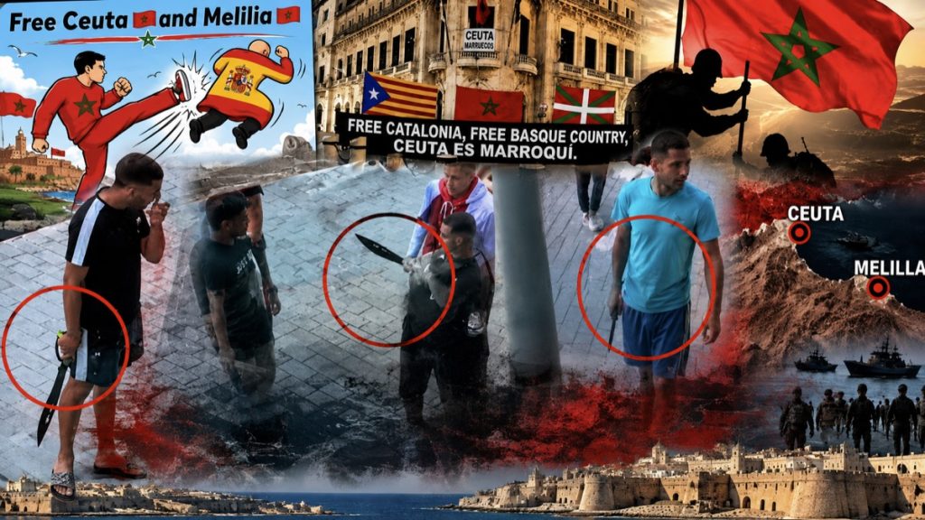 Montaje editorial sobre Ceuta, Melilla, inmigrantes armados y amenaza de segunda invasión sin titular incrustado