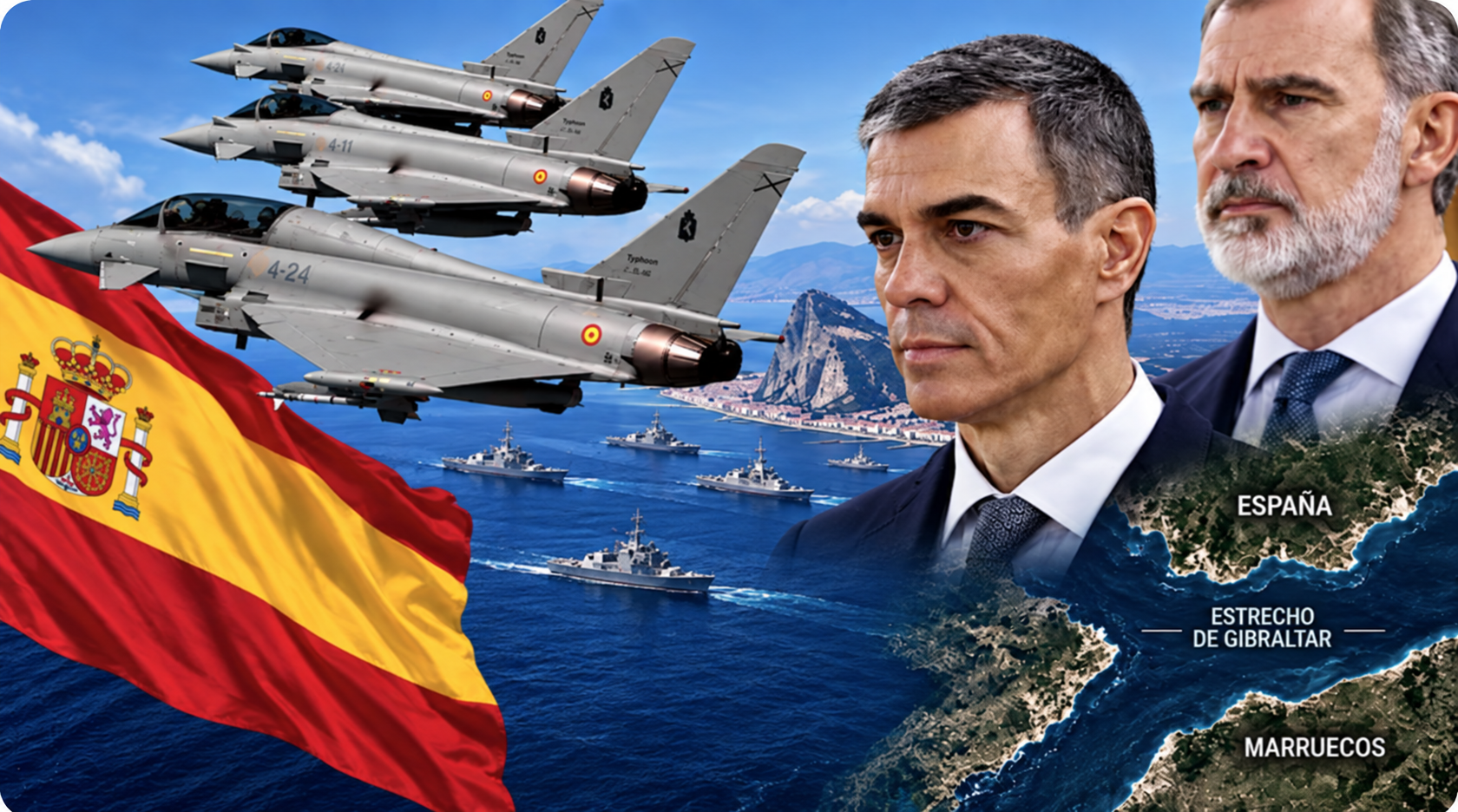Pedro Sánchez, Felipe VI y despliegue militar español en el Estrecho de Gibraltar