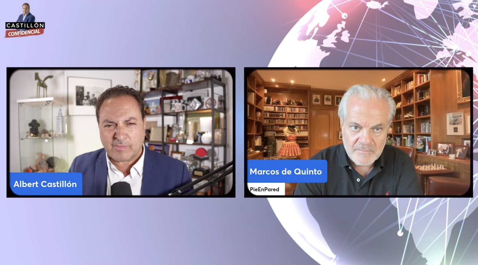 Captura del programa con Albert Castillón y Marcos de Quinto en pantalla dividida