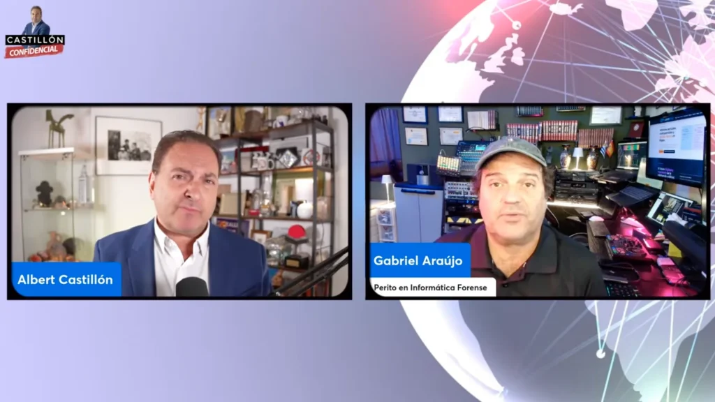 Albert Castillón conversa con Gabriel Araújo, perito en informática forense, durante el programa del 6 de octubre de 2026
