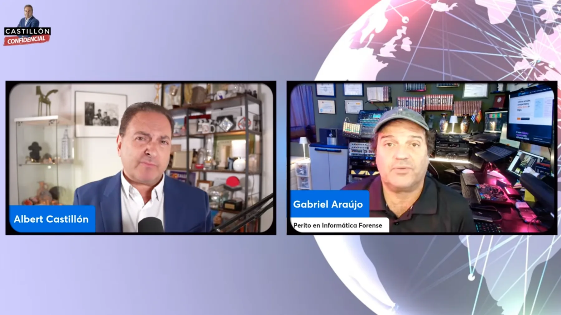Albert Castillón conversa con Gabriel Araújo, perito en informática forense, durante el programa del 6 de octubre de 2026