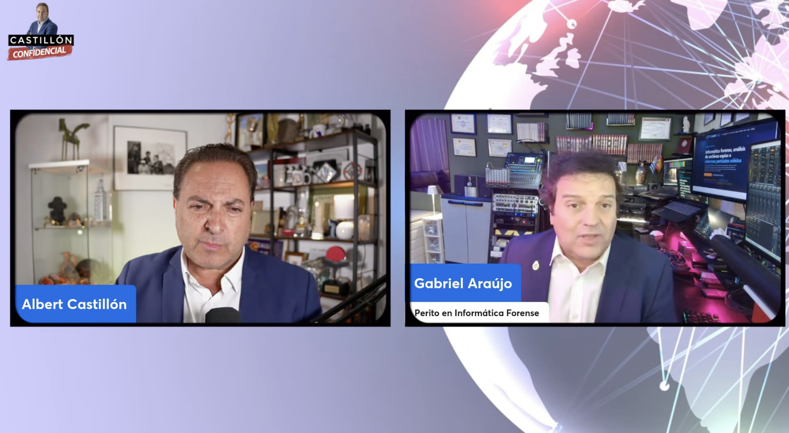 Captura del programa con Albert Castillón y el perito informático Gabriel Araújo