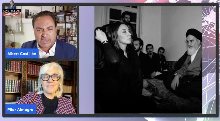 Captura del programa con Albert Castillón, Pilar Almagro y una fotografía de archivo mostrada en pantalla